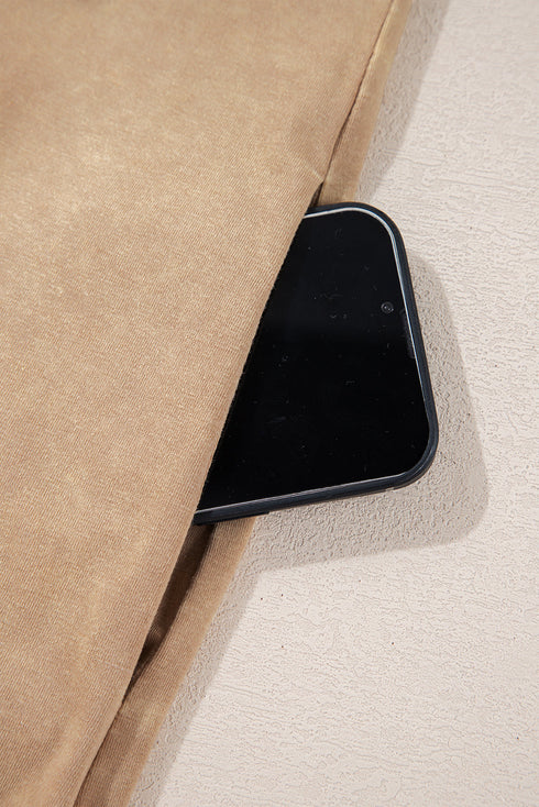 Pale Khaki Mineral Wash Stud Beaded Star Graphic Pocketed T Shirt Dress